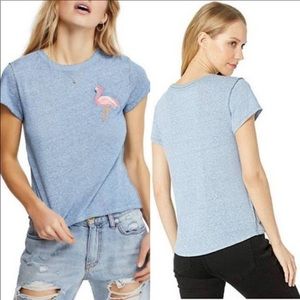 Free People Flamingo Embroidered Shirt